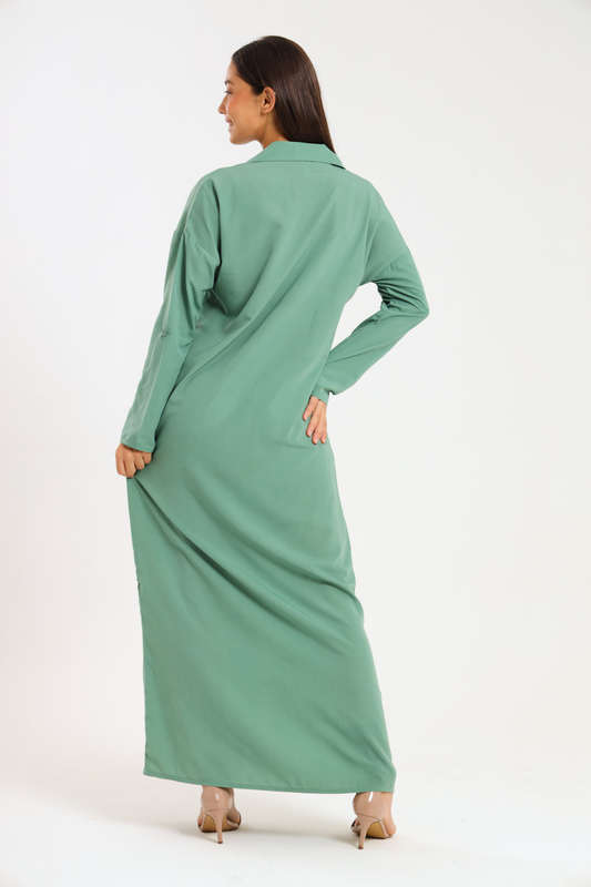 Ladies Madilyn Maxi Full Length Button Down Shirt Dress