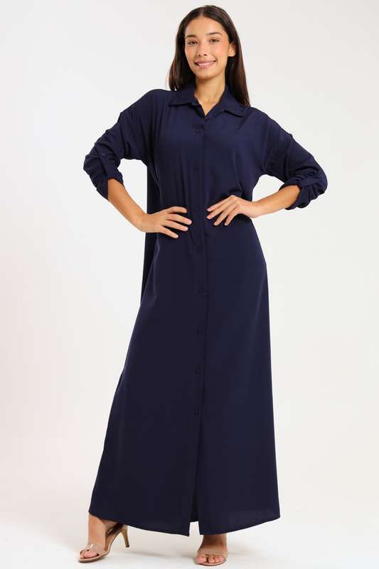 Ladies Madilyn Maxi Full Length Button Down Shirt Dress