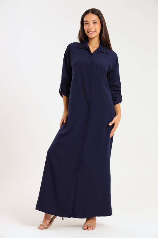 Ladies Madilyn Maxi Full Length Button Down Shirt Dress