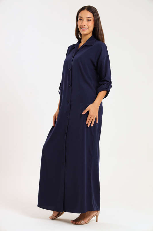 Ladies Madilyn Maxi Full Length Button Down Shirt Dress