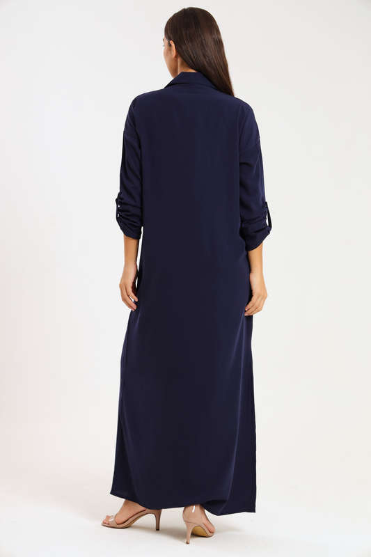 Ladies Madilyn Maxi Full Length Button Down Shirt Dress