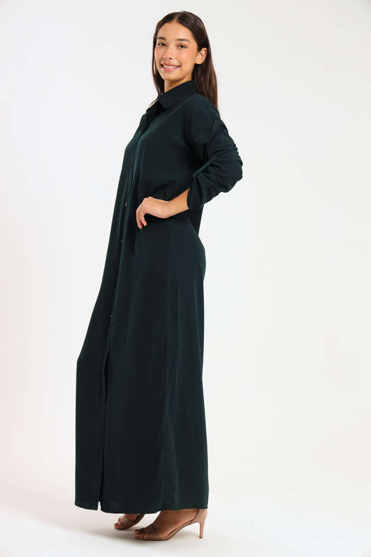Ladies Madilyn Maxi Full Length Button Down Shirt Dress