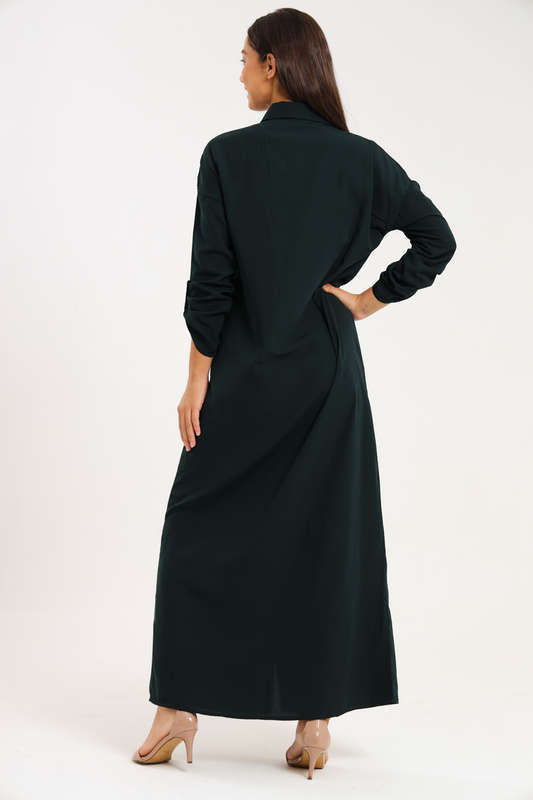Ladies Madilyn Maxi Full Length Button Down Shirt Dress
