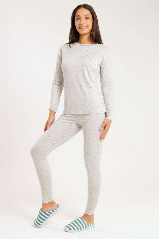 Ladies Printed Comfy Long Sleeve Pyjama Set