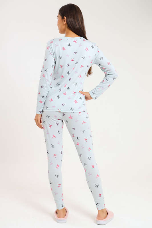 Ladies Printed Comfy Long Sleeve Pyjama Set