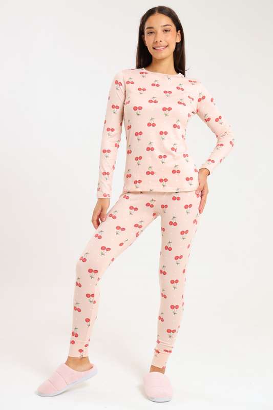 Ladies Printed Comfy Long Sleeve Pyjama Set