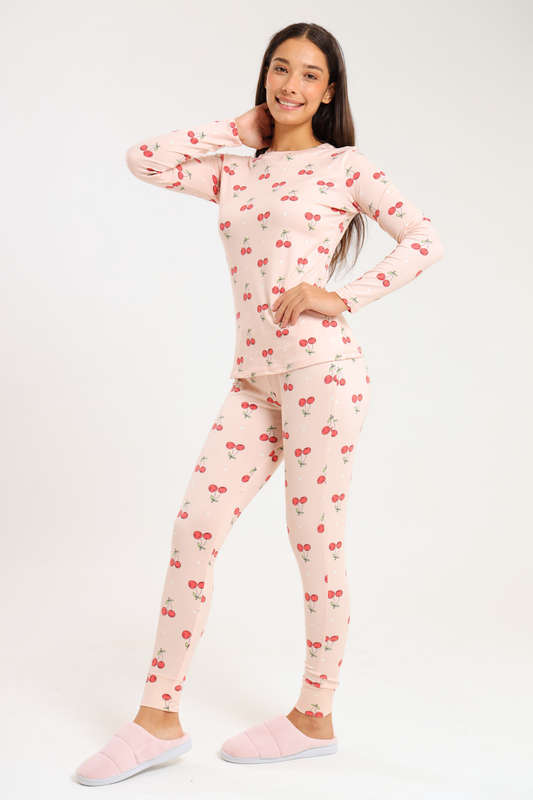 Ladies Printed Comfy Long Sleeve Pyjama Set