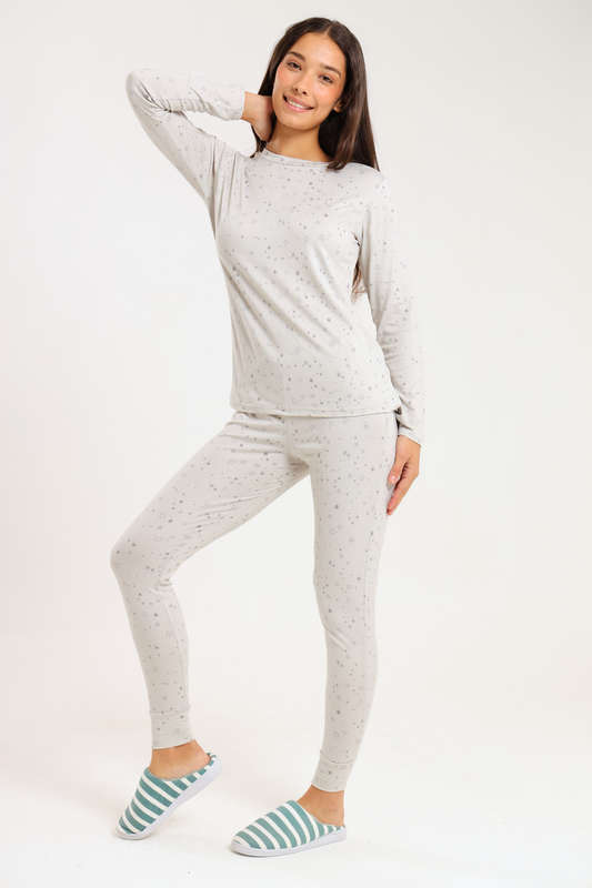 Ladies Printed Comfy Long Sleeve Pyjama Set
