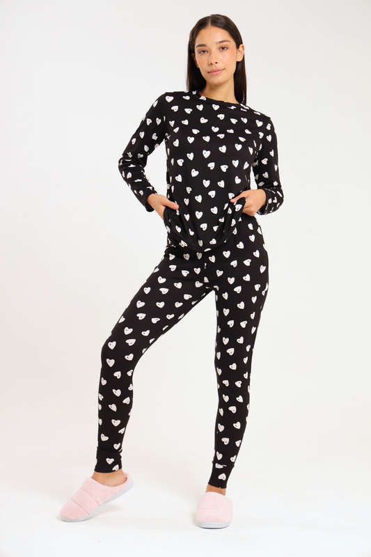 Ladies Printed Comfy Long Sleeve Pyjama Set