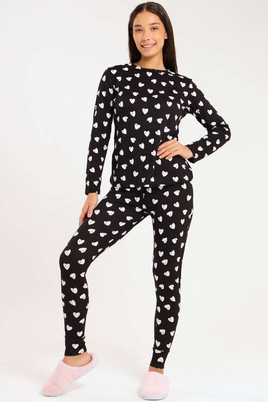 Ladies Printed Comfy Long Sleeve Pyjama Set