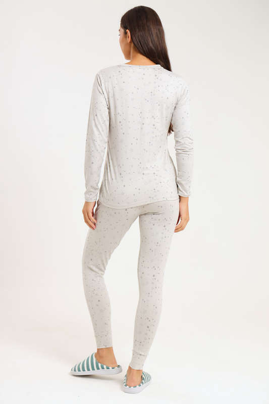 Ladies Printed Comfy Long Sleeve Pyjama Set