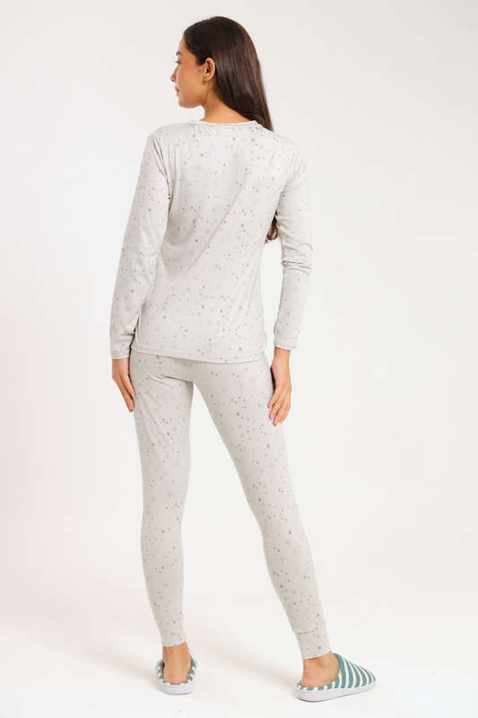 Ladies Printed Comfy Long Sleeve Pyjama Set
