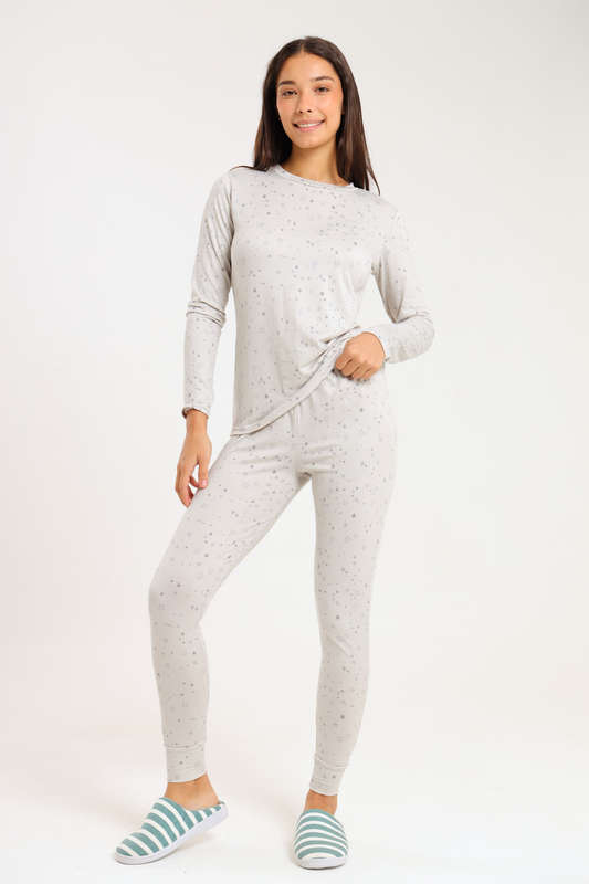 Ladies Printed Comfy Long Sleeve Pyjama Set