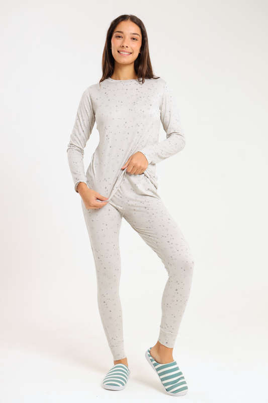 Ladies Printed Comfy Long Sleeve Pyjama Set