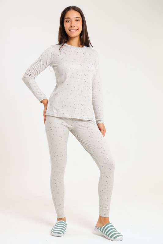 Ladies Printed Comfy Long Sleeve Pyjama Set