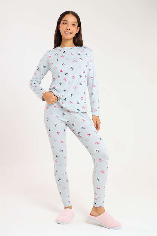 Ladies Printed Comfy Long Sleeve Pyjama Set
