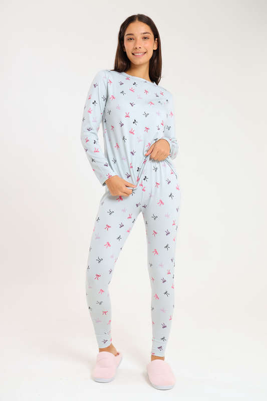 Ladies Printed Comfy Long Sleeve Pyjama Set