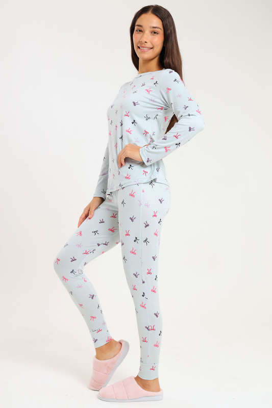 Ladies Printed Comfy Long Sleeve Pyjama Set