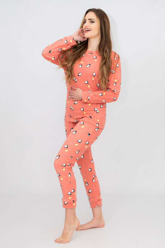 Ladies Printed Cozy Long Sleeve Pyjama Set