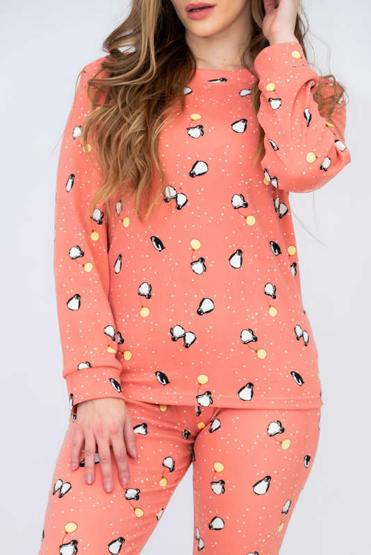 Ladies Printed Cozy Long Sleeve Pyjama Set