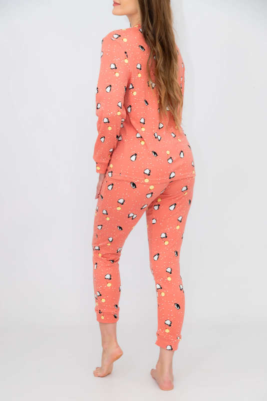 Ladies Printed Cozy Long Sleeve Pyjama Set