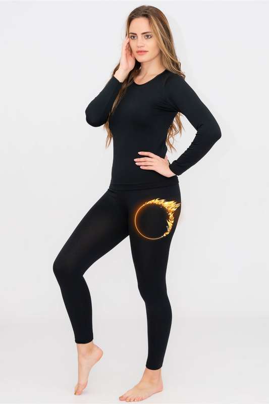 Ladies Thermal Set With Fleece Line Thermal Leggings &amp; Matching Fleece Thermal Top