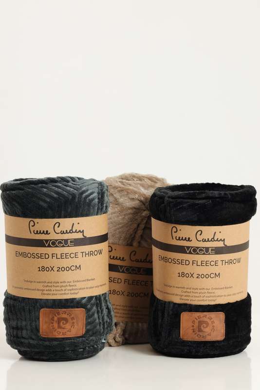 Pierre Cardin Embossed Fleece Luxury Throw XL 180cm x 200cm
