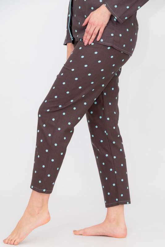 Ladies Flannel Long Sleeve Button Up Pyjama Set