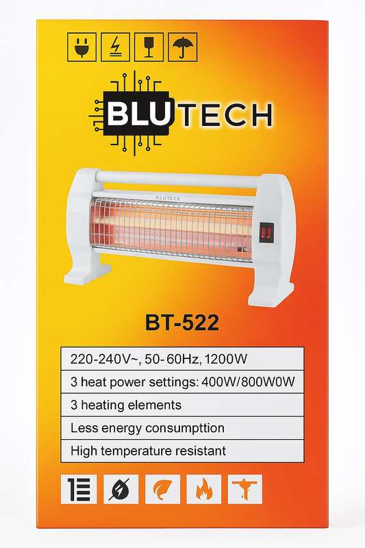 Blutech 1200W 3 Bar Quartz Heater 1200W BT-522