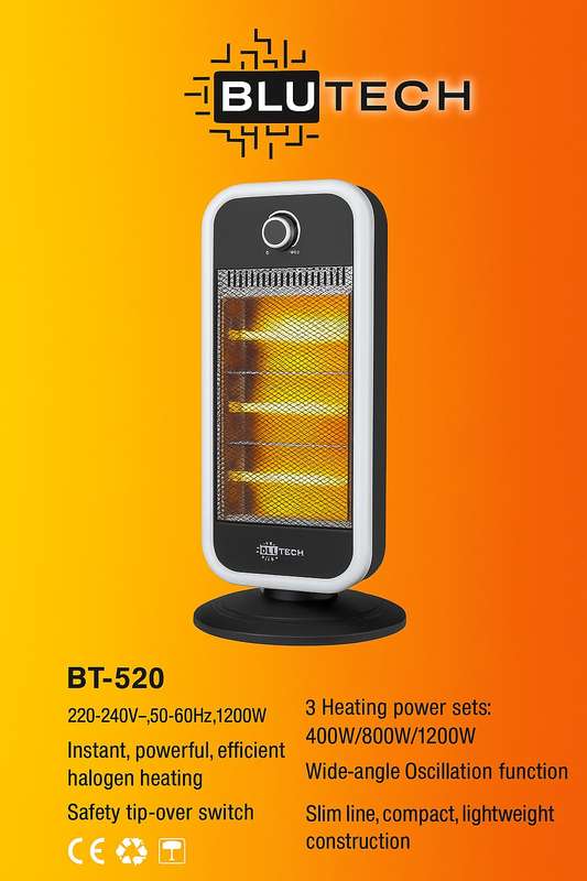 Blutech 1200W Quartz Heater BT-520