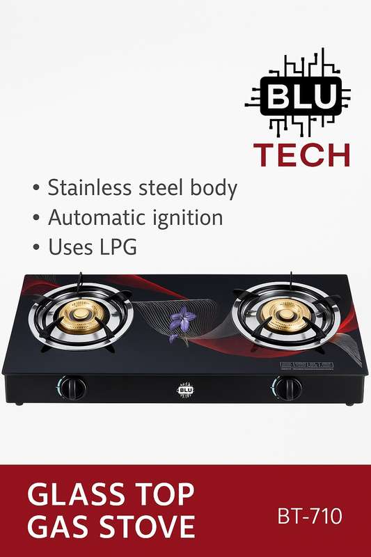 Blutech BT-710 Double Burner Glass Top Gas Stove