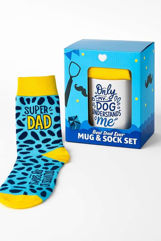 Happy Fathers Day Printed Mug &amp; Novelty Socks Gift Set