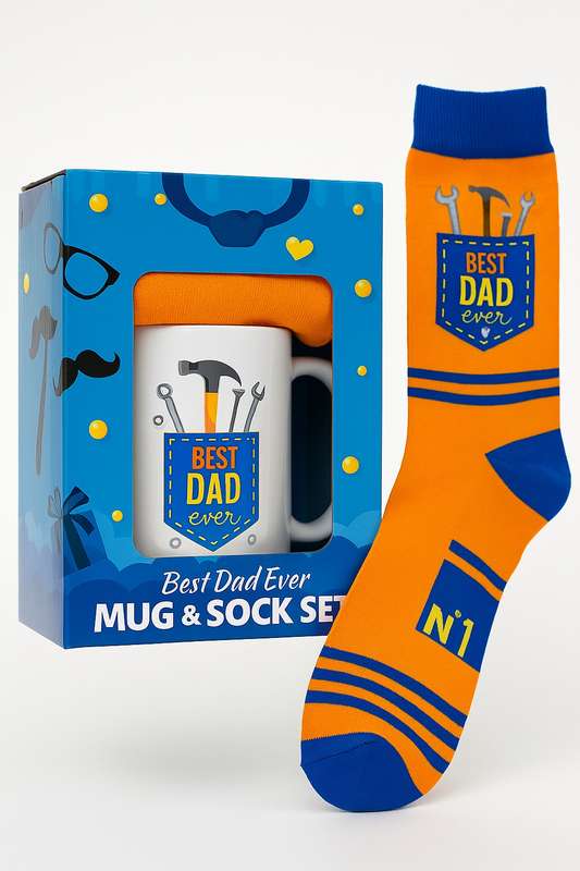 Happy Fathers Day Printed Mug &amp; Novelty Socks Gift Set
