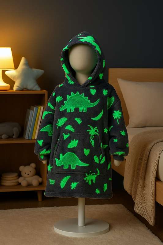 Kids Sherpa Oversized Hooded Glow In The Dark Gown 6 to 12 Years