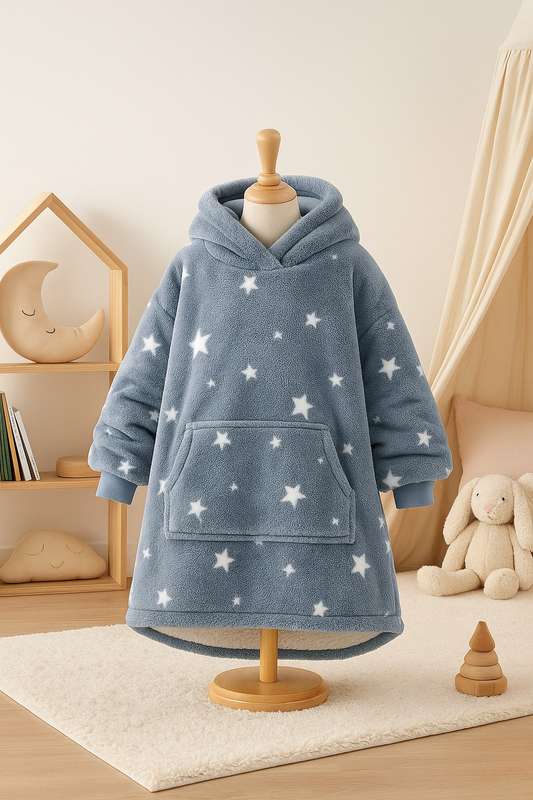 Kids Sherpa Oversized Hooded Glow In The Dark Gown 6 to 12 Years