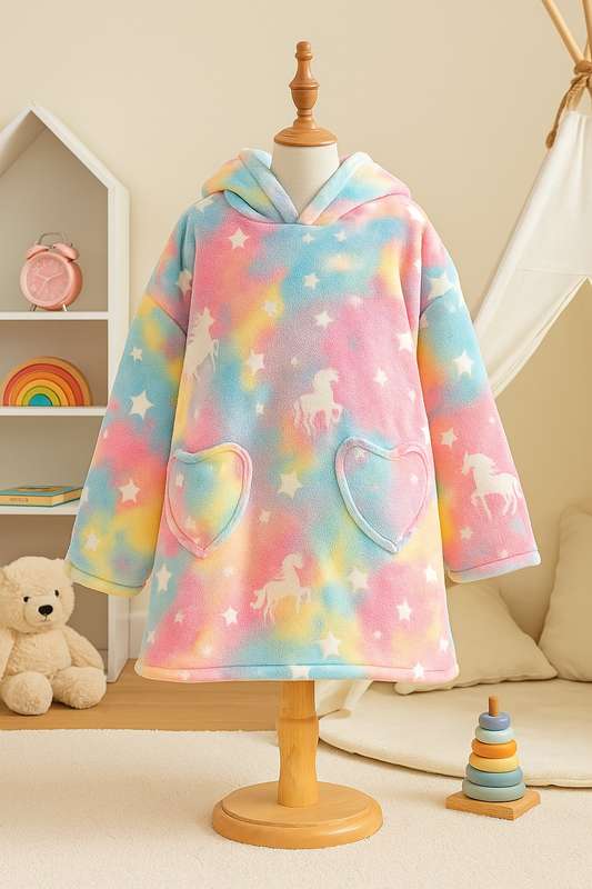 Kids Sherpa Oversized Hooded Glow In The Dark Gown 6 to 12 Years