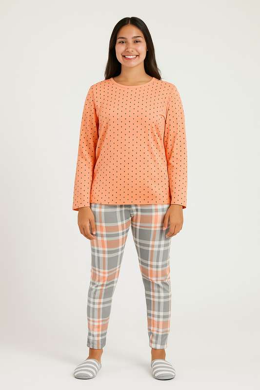Ladies Printed Comfy Long Sleeve Pyjama Set