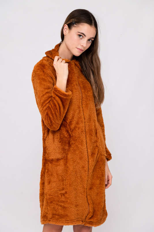 Juliet Zip-Up Sherpra Huggle Hoodie Winter Gown With Pockets