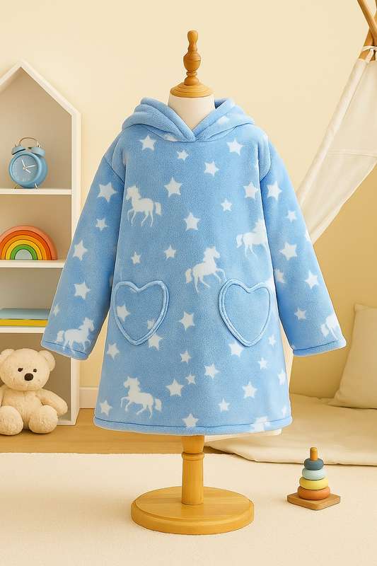 Kids Sherpa Oversized Hooded Glow In The Dark Gown 6 to 12 Years