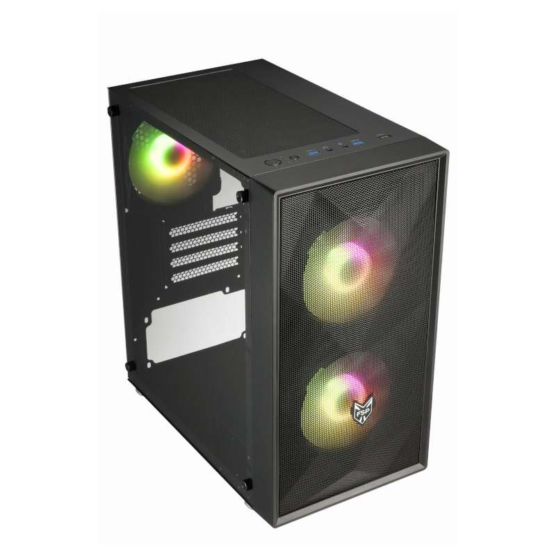 FSP CST130A |Micro-ATX | Mini-ITX | Gaming Chassis | 3x 120mm RGB Fans included | Tempered Glass ...