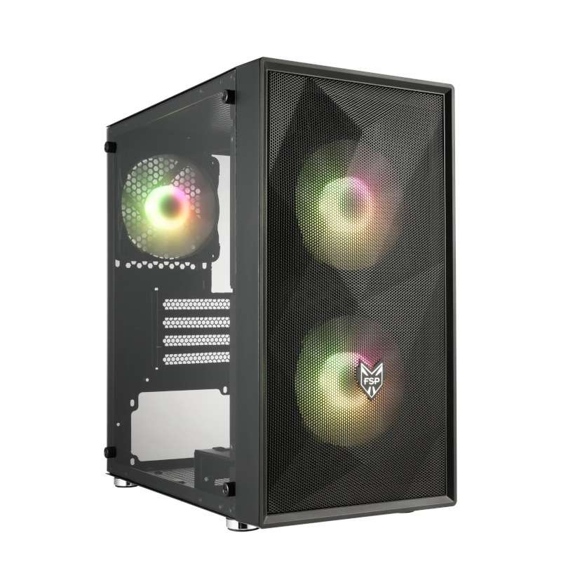 FSP CST130A |Micro-ATX | Mini-ITX | Gaming Chassis | 3x 120mm RGB Fans included | Tempered Glass ...