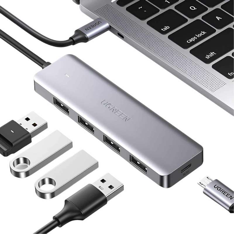 UGREEN CM219-70336 4-in-1 Hub | USB 3.0 | Type-C - Silver
