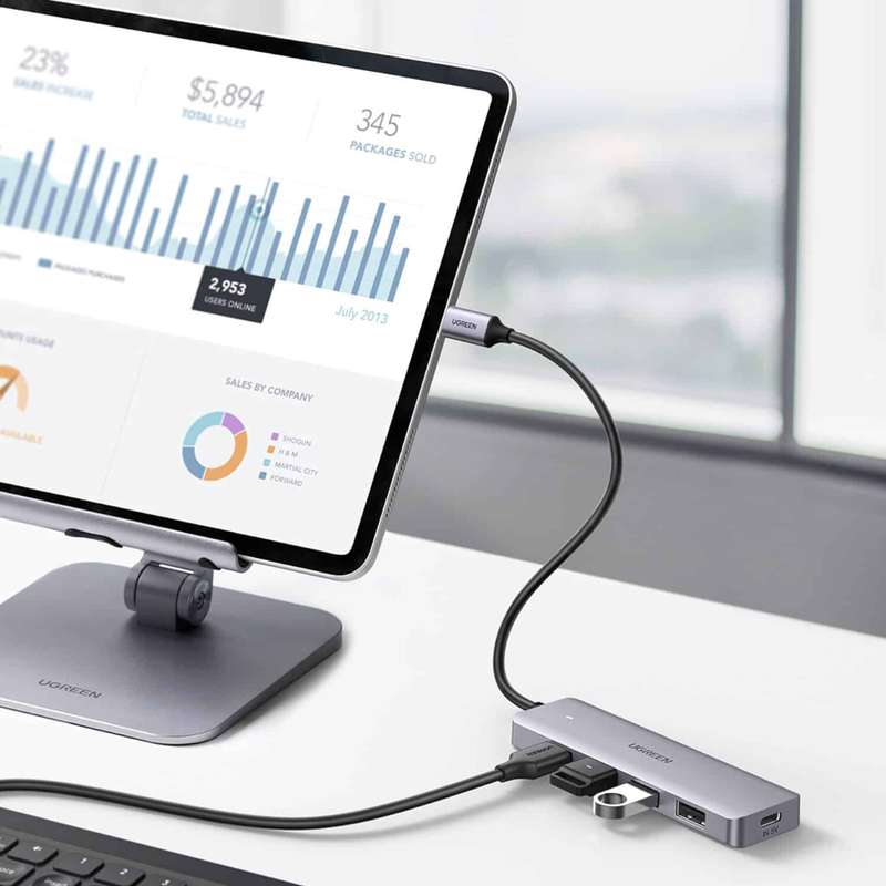 UGREEN CM219-70336 4-in-1 Hub | USB 3.0 | Type-C - Silver
