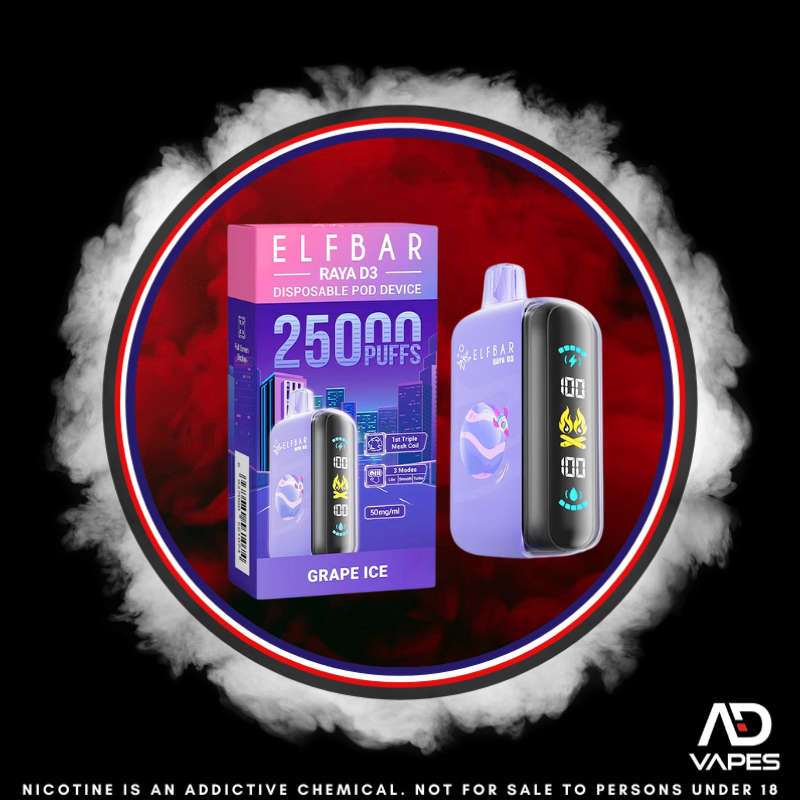 Elf Bar Raya D3 25K 50mg Grape Ice