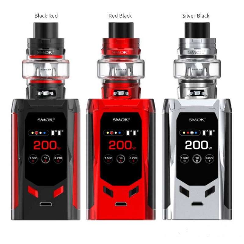 Smok R-Kiss 200w Kit With TFV8 Baby V2 Tank And Coils - Smok Silver + Black