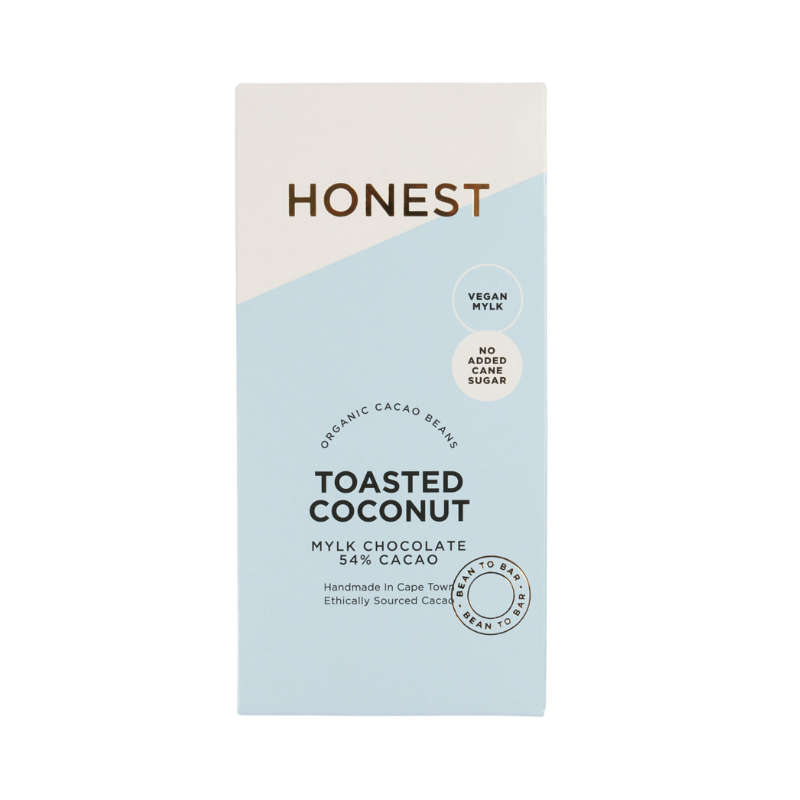 Honest Chocolate  54% Dark Mylk Toasted Coconut 60g Slab
