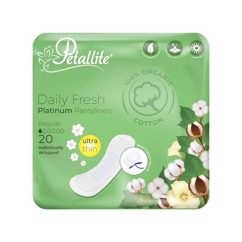 Petallite 100% Organic Daily Pantyliners 20 Pack