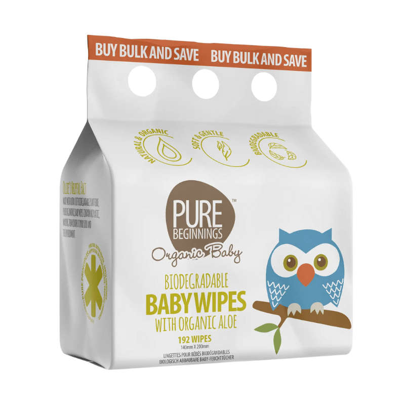 Pure Beginnings Biodegradable Baby Wipes - 192 Wipes 3 Pack
