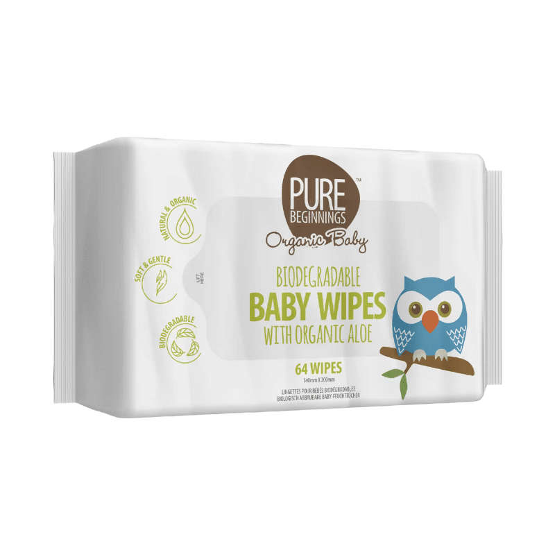 Pure Beginnings Biodegradable Baby Wipes - 64 Wipes