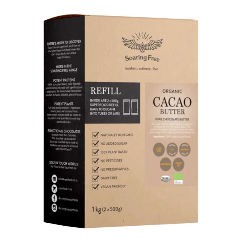 Soaring Free Superfoods Cacao Butter Raw Organic 1kg